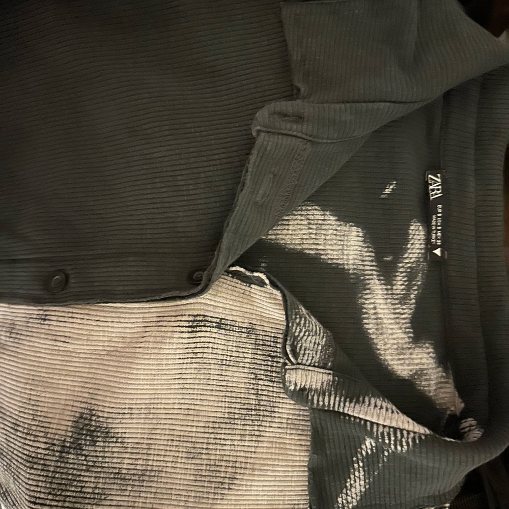 Zara Ribbed Collared Black & White Long Sleeve